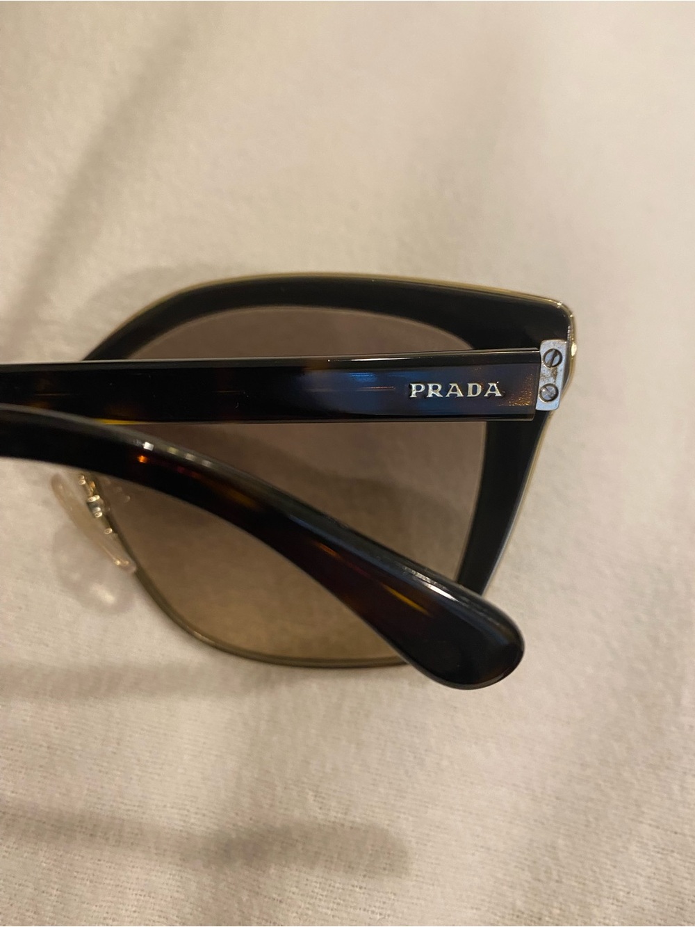 Prada Women’s Brown / Gold Frame Sunglasses - Black Lenses - Picture 2 of 5